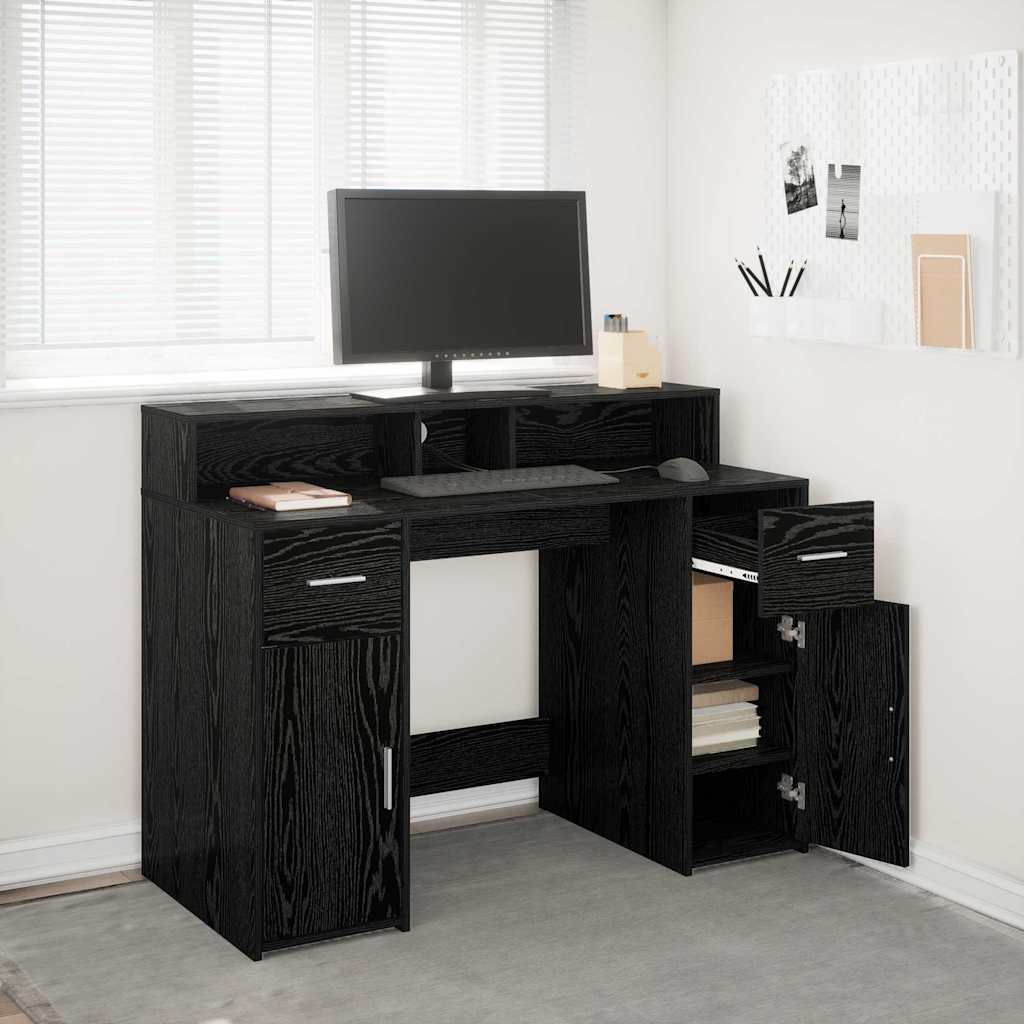 vidaXL Bureau met LED-verlichting 120x55x91 cm bewerkt hout wit