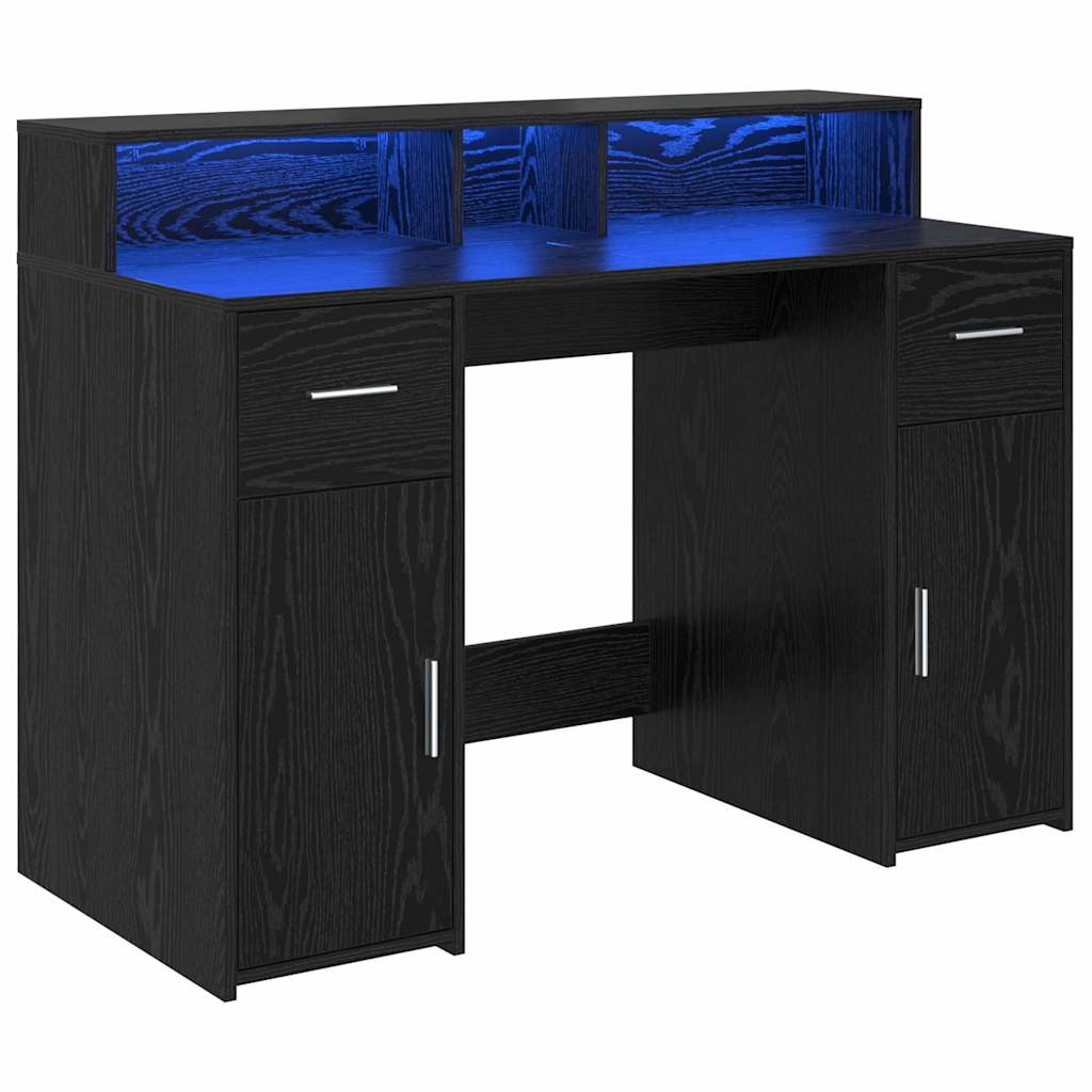 vidaXL Bureau met LED-verlichting 120x55x91 cm bewerkt hout wit