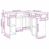 vidaXL Bureau met LED-verlichting 130x130x91 cm bewerkt hout wit