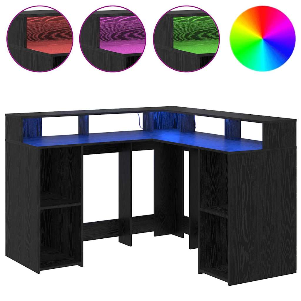 vidaXL Bureau met LED-verlichting 130x130x91 cm bewerkt hout wit