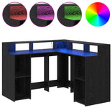 vidaXL Bureau met LED-verlichting 130x130x91 cm bewerkt hout wit