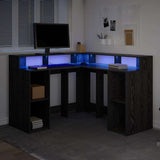 vidaXL Bureau met LED-verlichting 130x130x91 cm bewerkt hout wit