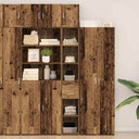 vidaXL Opbergkast met lade 2 pcs Oudhout 30 x 42,5 x 225 cm