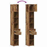 vidaXL Opbergkast met lade 2 pcs Oudhout 30 x 42,5 x 225 cm