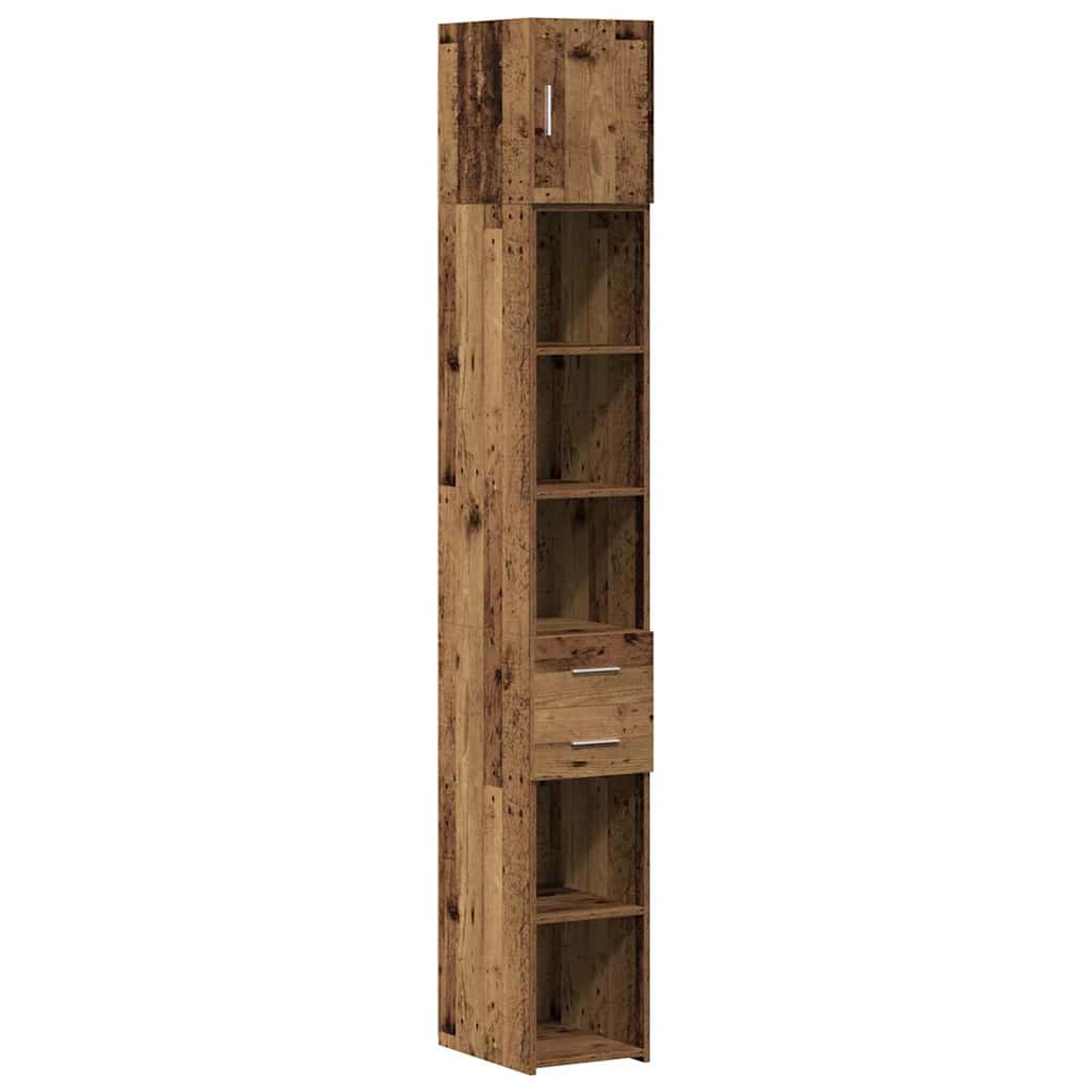 vidaXL Opbergkast met lade 2 pcs Oudhout 30 x 42,5 x 225 cm
