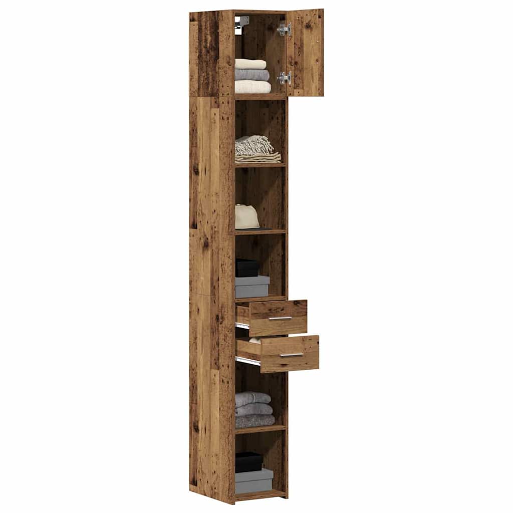 vidaXL Opbergkast met lade 2 pcs Oudhout 30 x 42,5 x 225 cm