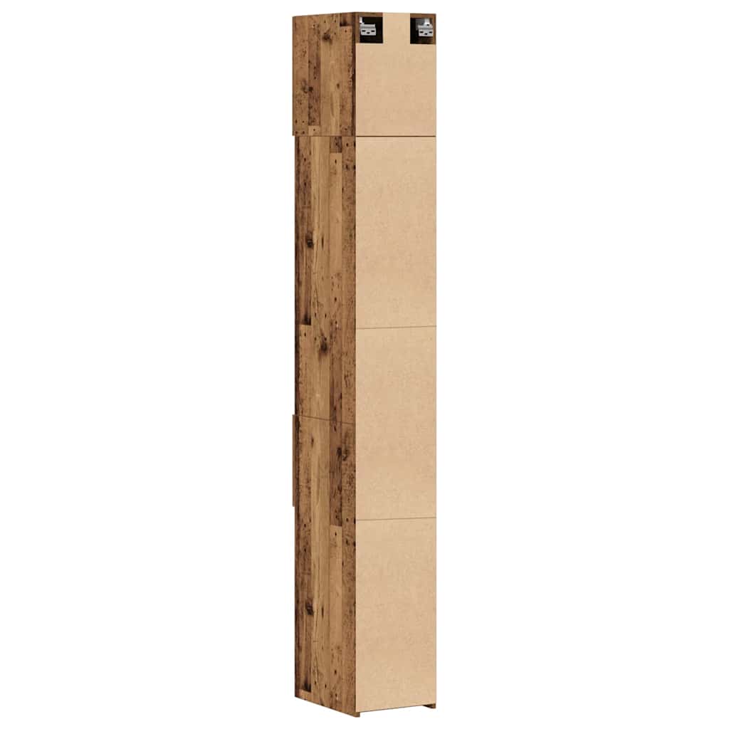 vidaXL Opbergkast met lade 2 pcs Oudhout 30 x 42,5 x 225 cm