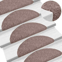 vidaXL Self-Adhesive Stair Mats 15 pcs 56x17x3 cm Light Brown Half Round