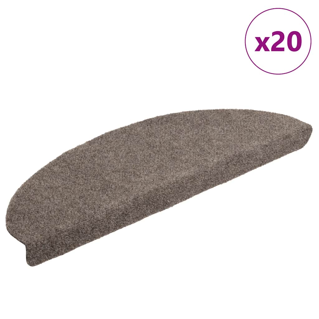 vidaXL Self-Adhesive Stair Mats 15 pcs 56x17x3 cm Light Brown Half Round