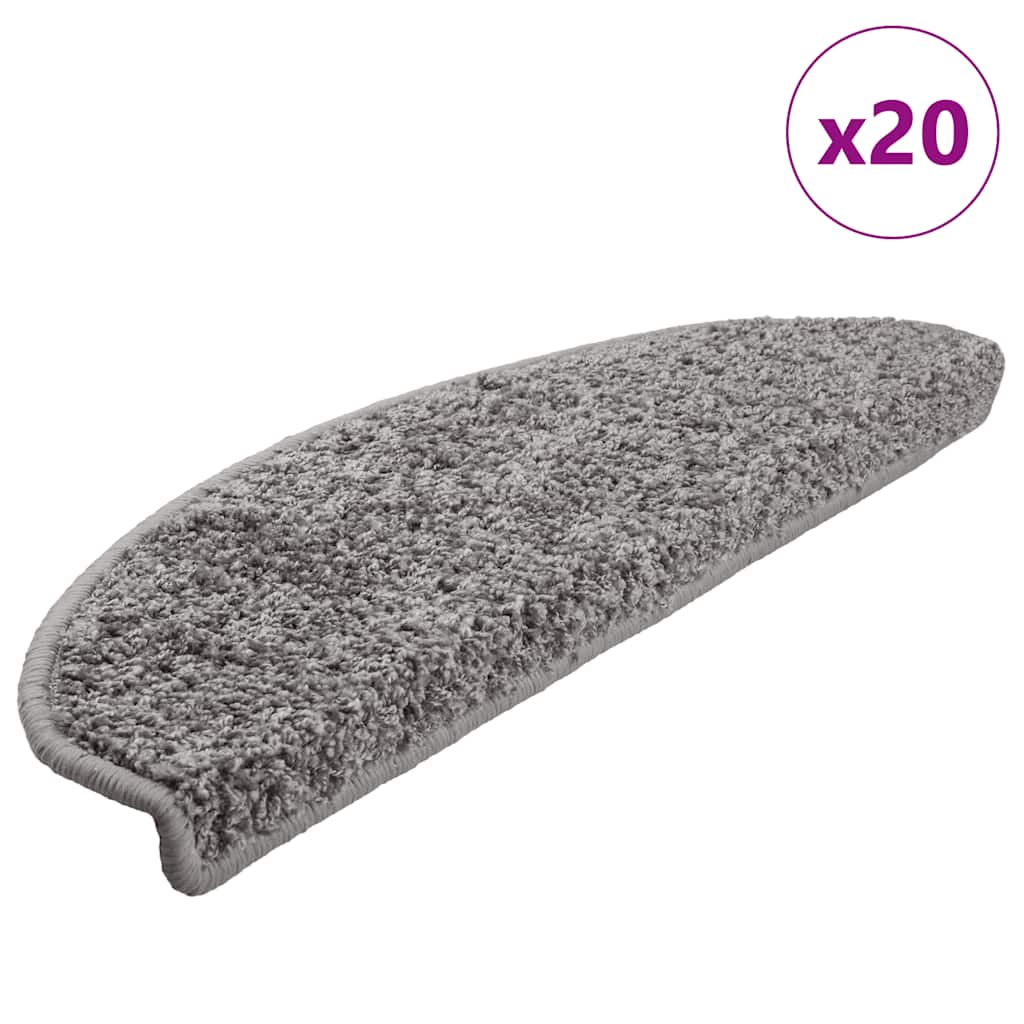 vidaXL Stair Mats 15 pcs 56x17x3 cm Grey Semi-circular