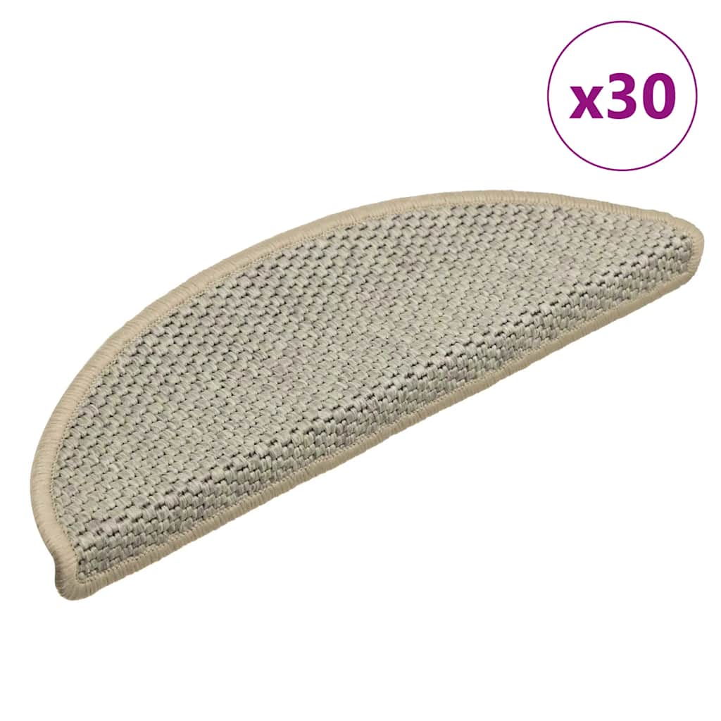 vidaXL Self-Adhesive Stair Mats 15 pcs Sisal-Look 56x17x3 cm Platinum-coloured
