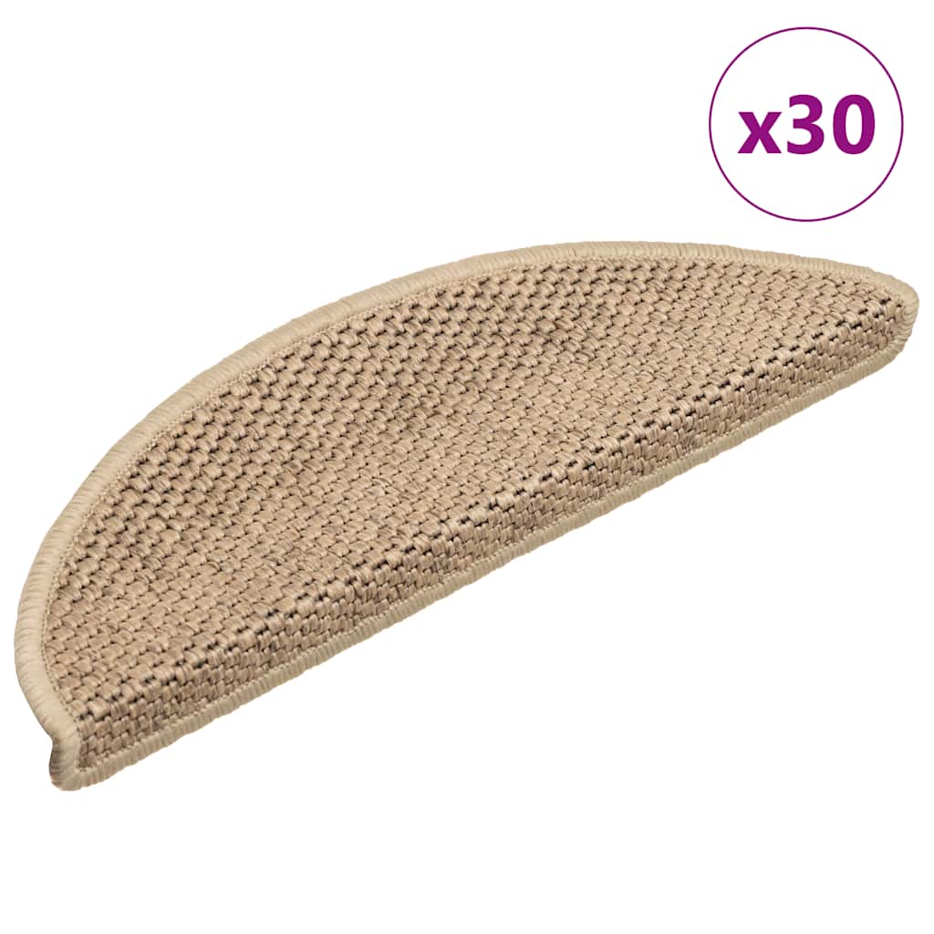 vidaXL Self-Adhesive Stair Mats 15 pcs Sisal-Look 56x17x3 cm Platinum-coloured