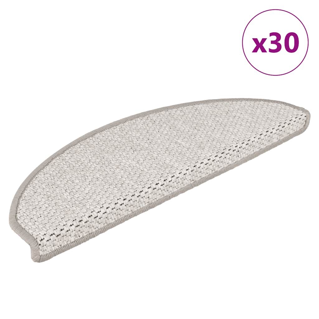 vidaXL Self-Adhesive Stair Mats 15 pcs Sisal-Look 56x17x3 cm Platinum-coloured