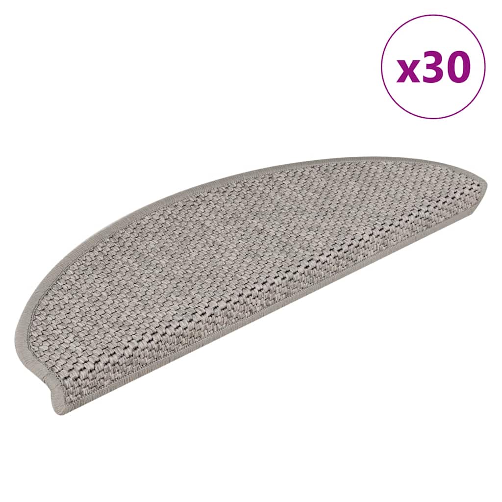 vidaXL Self-Adhesive Stair Mats 15 pcs Sisal-Look 56x17x3 cm Platinum-coloured