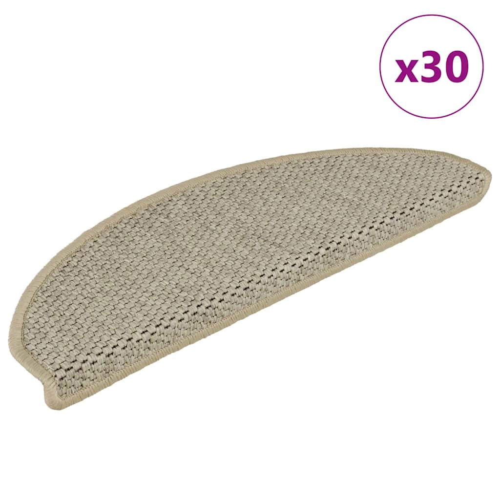 vidaXL Self-Adhesive Stair Mats 15 pcs Sisal-Look 56x17x3 cm Platinum-coloured