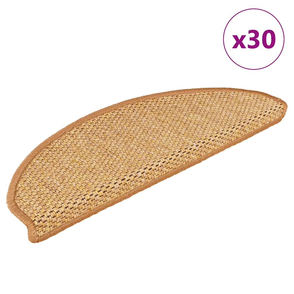 vidaXL Self-Adhesive Stair Mats 15 pcs Sisal-Look 56x17x3 cm Platinum-coloured