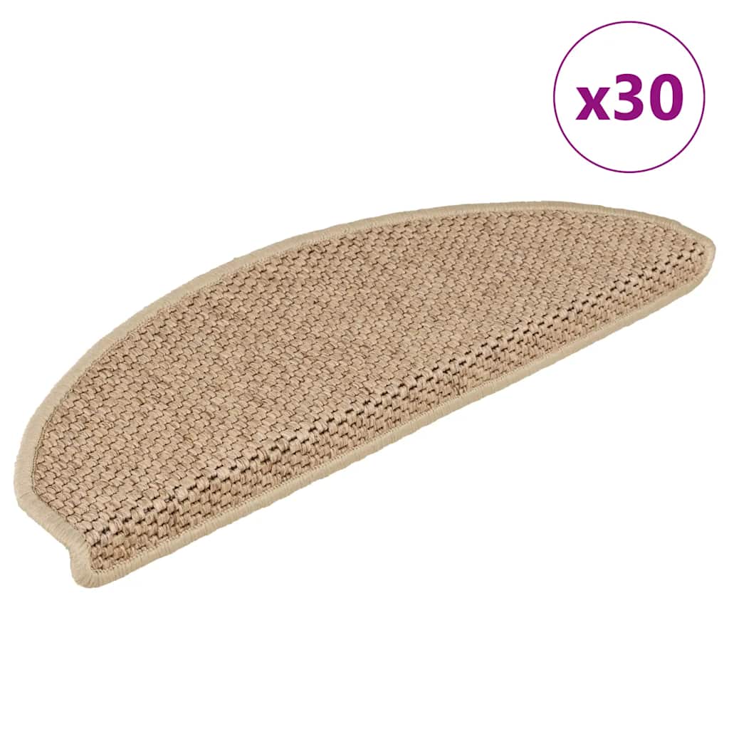 vidaXL Self-Adhesive Stair Mats 15 pcs Sisal-Look 56x17x3 cm Platinum-coloured