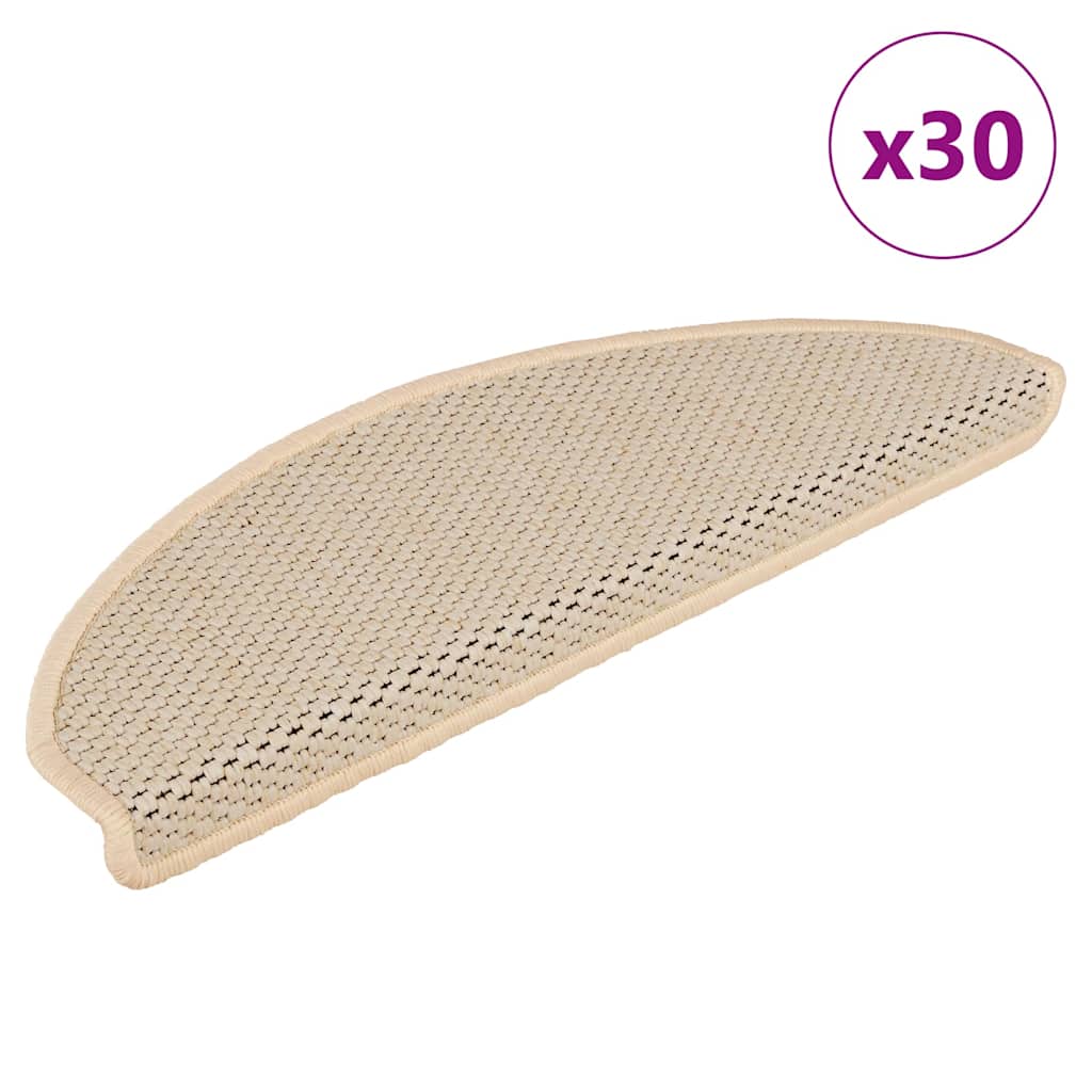 vidaXL Self-Adhesive Stair Mats 15 pcs Sisal-Look 56x17x3 cm Platinum-coloured