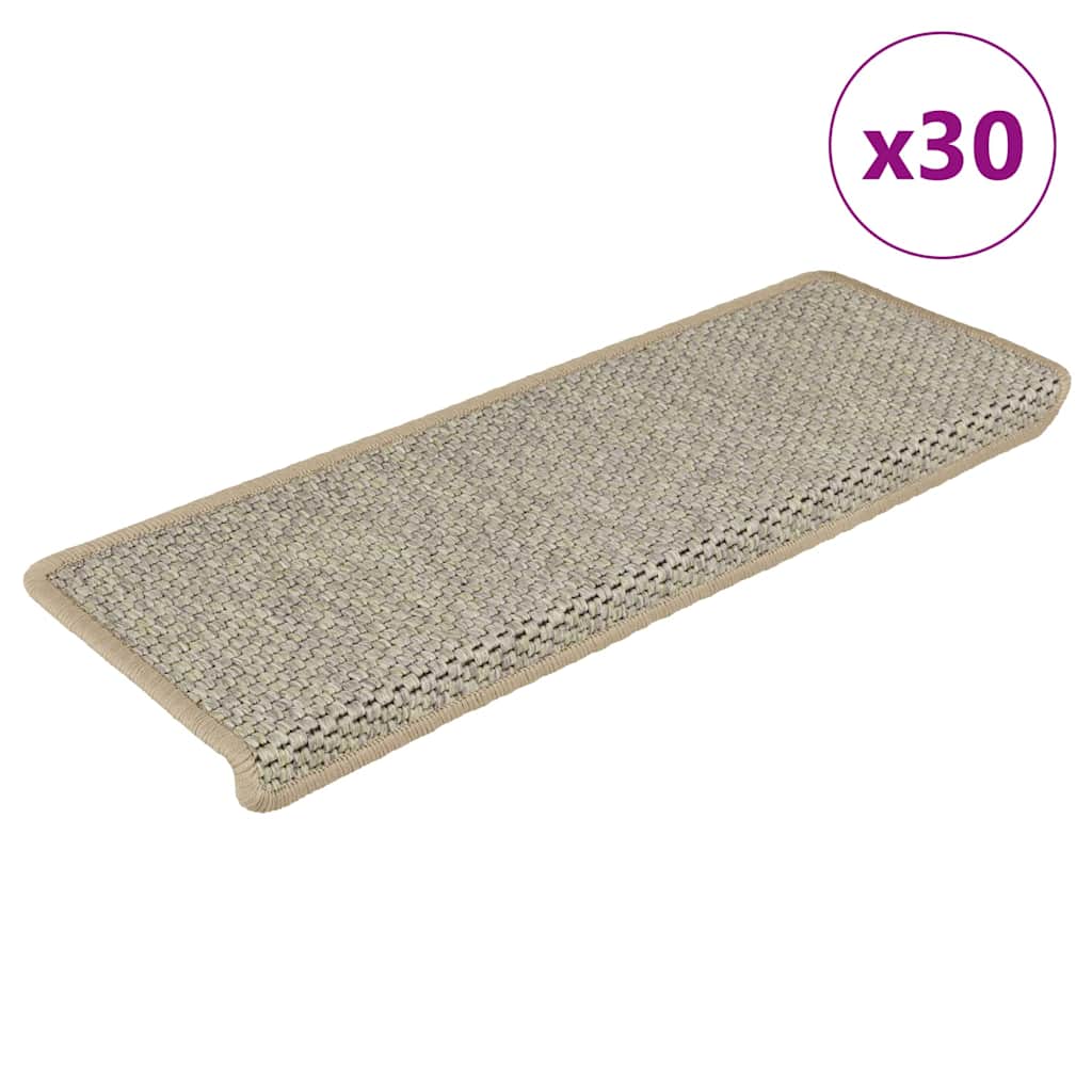 vidaXL Trapmatten zelfklevend 15 st sisal-look 65x21x4 cm platinakleur