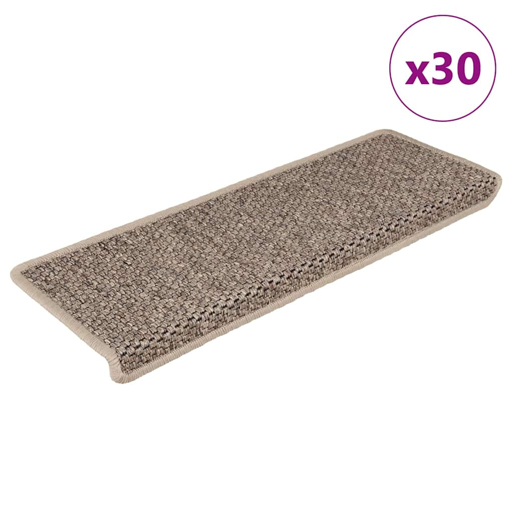 vidaXL Trapmatten zelfklevend 15 st sisal-look 65x21x4 cm platinakleur