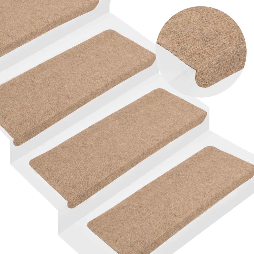 vidaXL Self-adhesive Stair Mats 15 pcs 56x17x3 cm beige