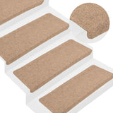 vidaXL Self-adhesive Stair Mats 15 pcs 56x17x3 cm beige