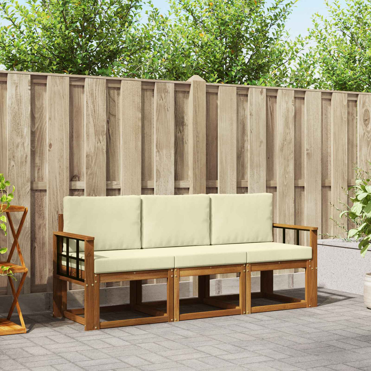 vidaXL Ensemble de canapés de jardin 3 pcs Bois d'acacia massif Naturel