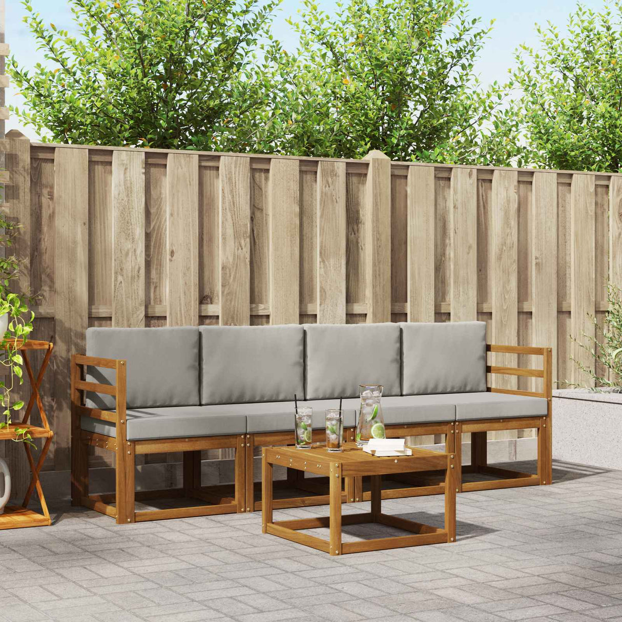 vidaXL Buiten bank set 5 pcs Naturel Massief Acacia Hout