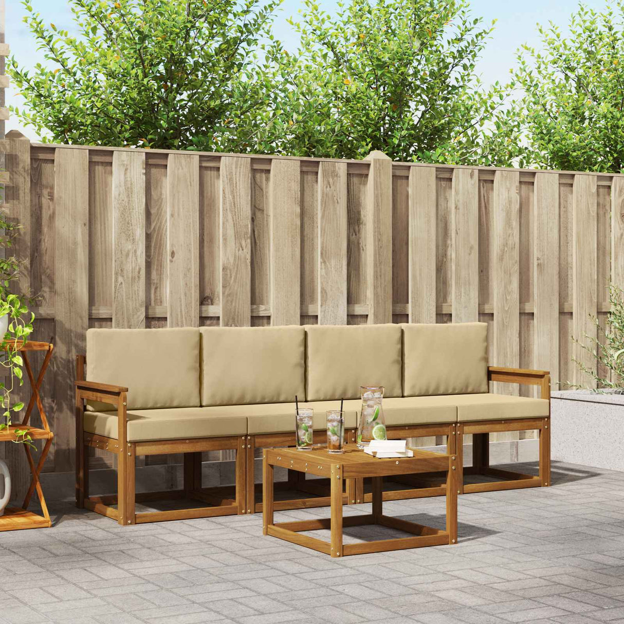 vidaXL Buiten bank set 5 pcs Naturel Massief Acacia Hout