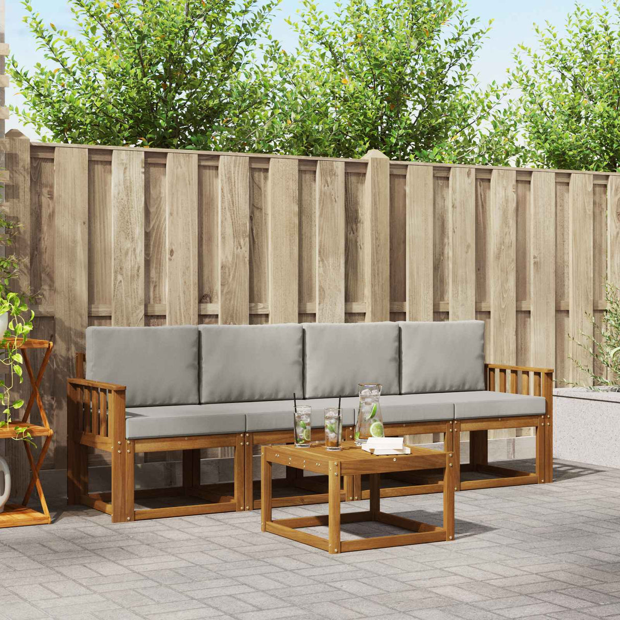 vidaXL Buiten bank set 5 pcs Naturel Massief Acacia Hout
