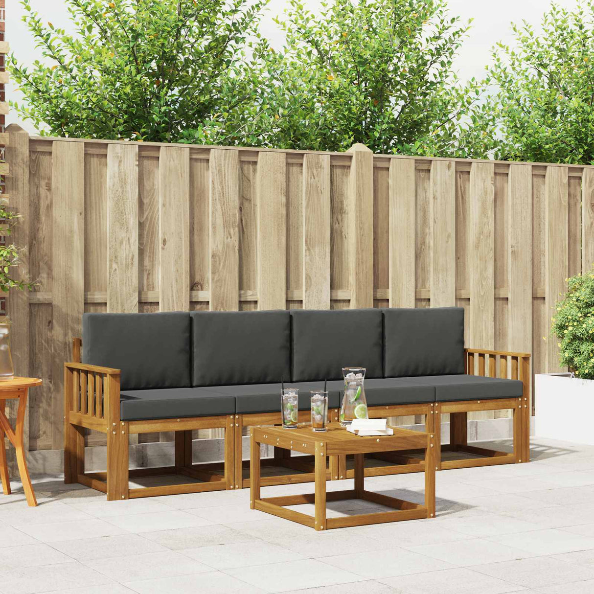 vidaXL Buiten bank set 5 pcs Naturel Massief Acacia Hout