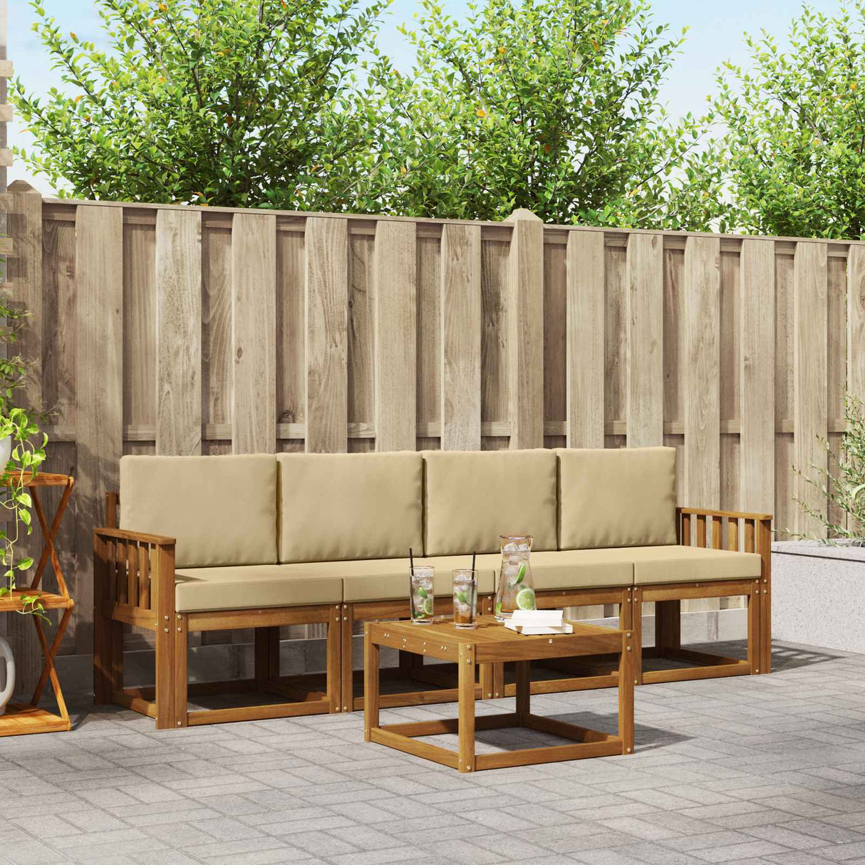 vidaXL Buiten bank set 5 pcs Naturel Massief Acacia Hout