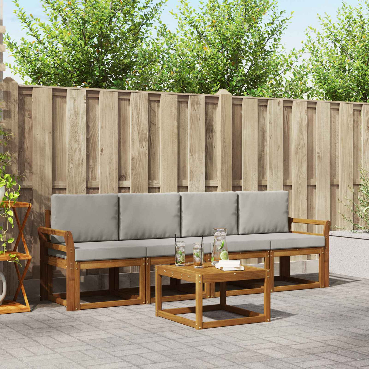 vidaXL Buiten bank set 5 pcs Naturel Massief Acacia Hout