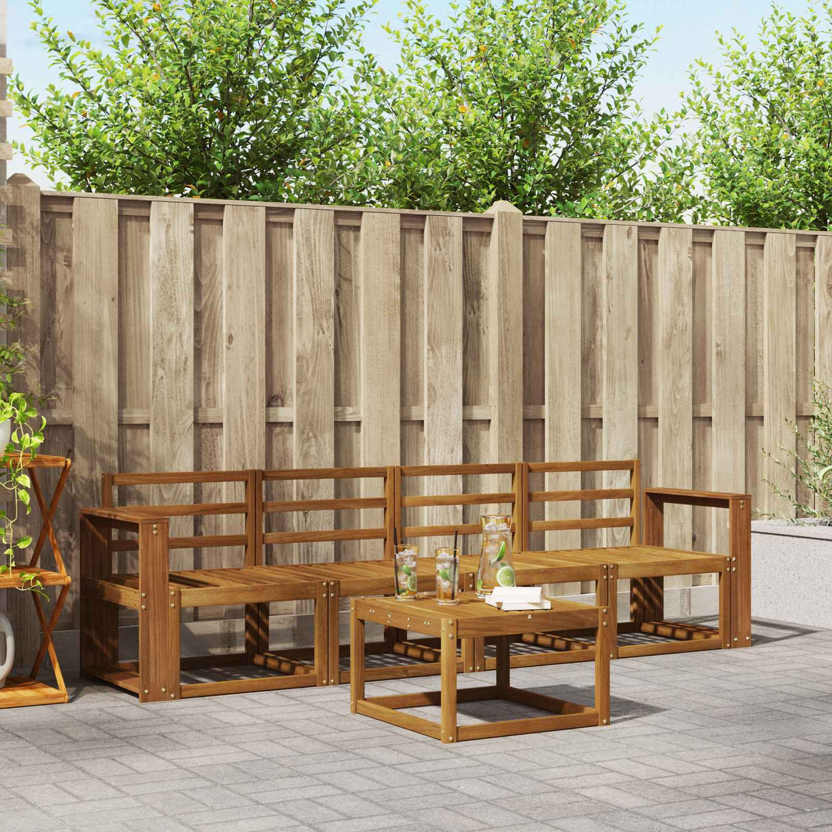 vidaXL Buiten bank set 5 pcs Naturel Massief Acacia Hout