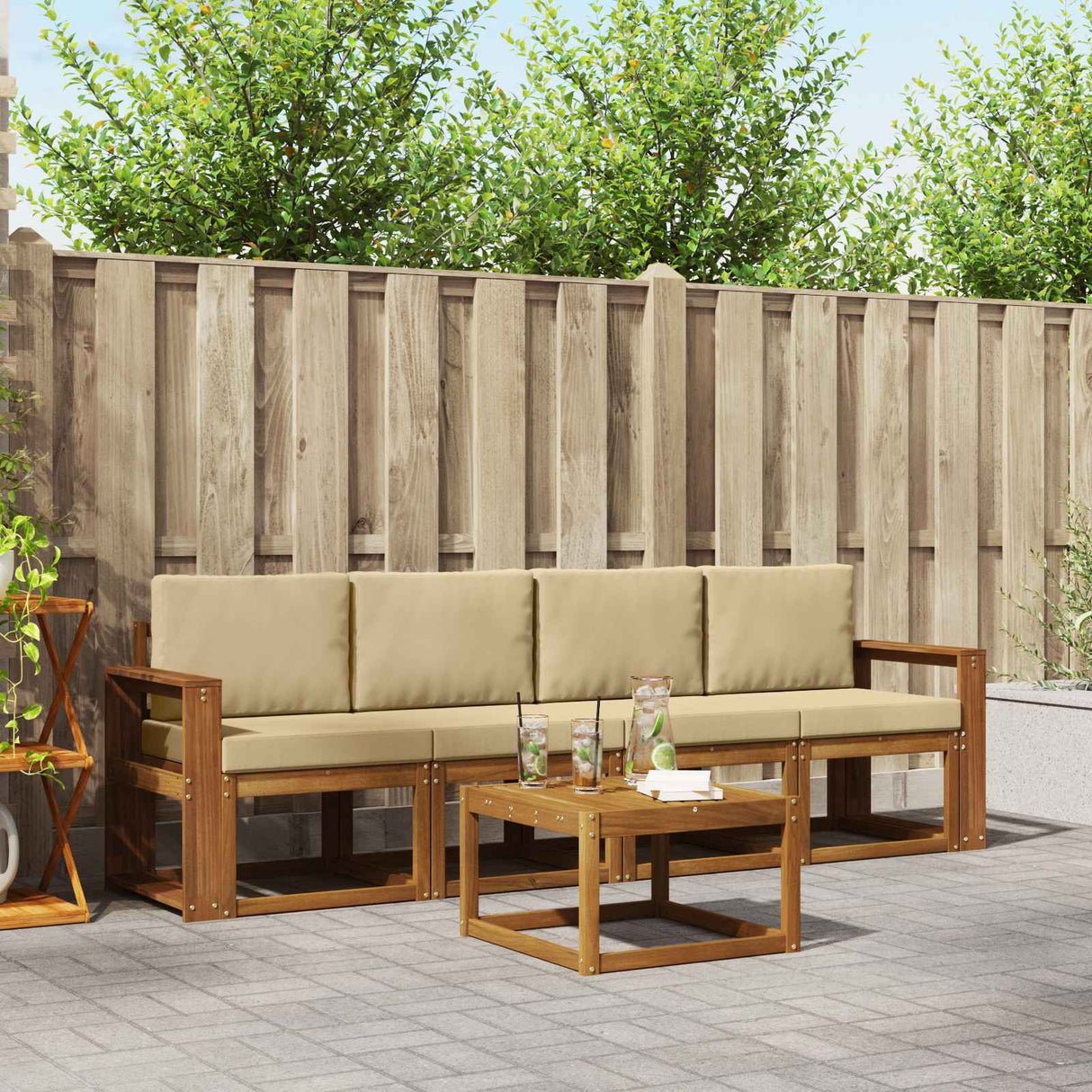 vidaXL Buiten bank set 5 pcs Naturel Massief Acacia Hout