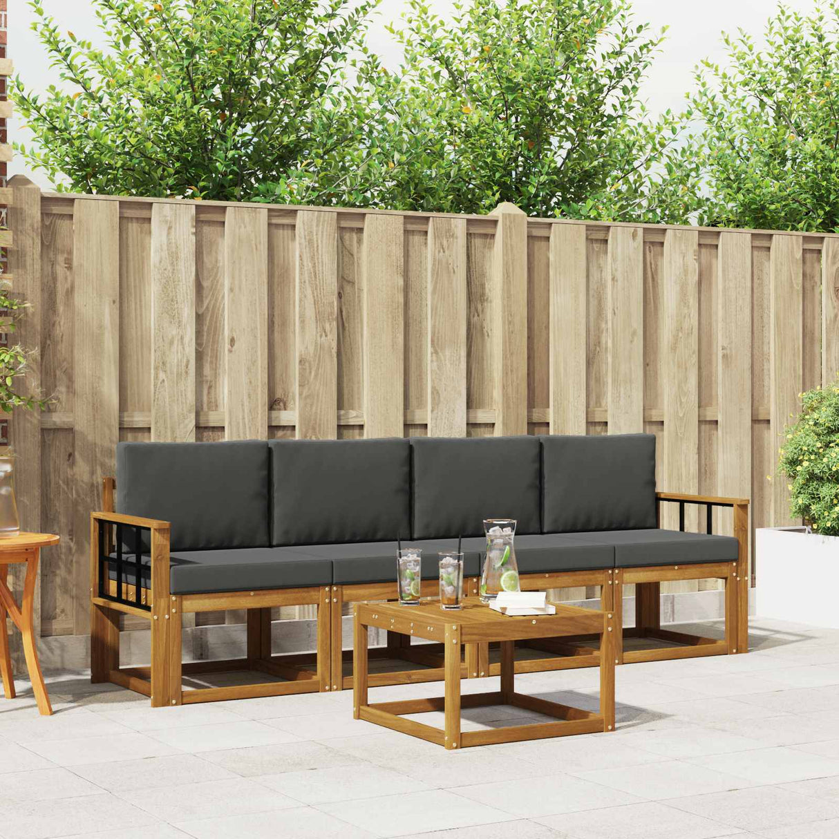 vidaXL Buiten bank set 5 pcs Naturel Massief Acacia Hout