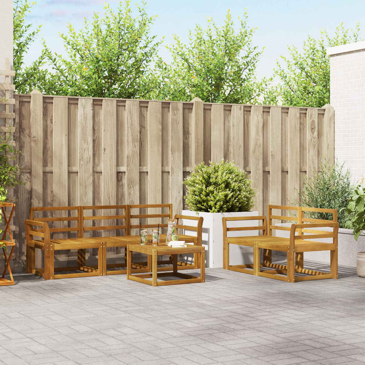 vidaXL Outdoor Sofa Set 6 pcs Natural Solid Acacia Wood