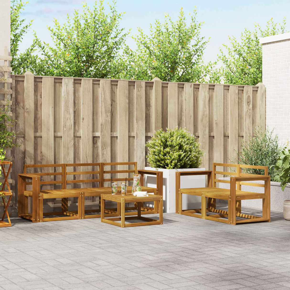 vidaXL Outdoor Sofa Set 6 pcs Natural Solid Acacia Wood