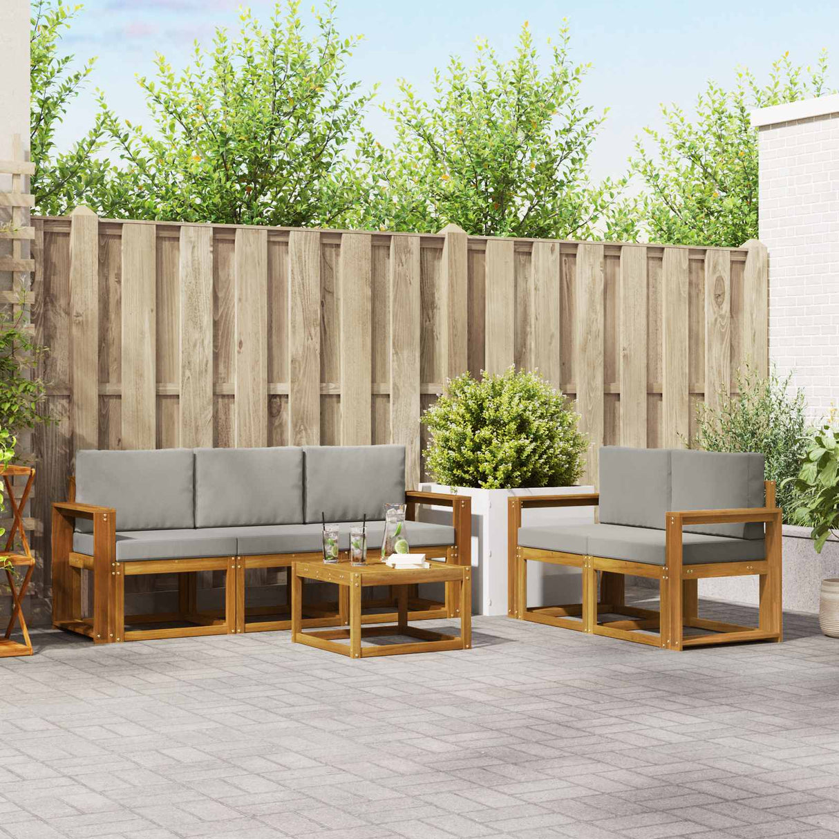 vidaXL Outdoor Sofa Set 6 pcs Natural Solid Acacia Wood