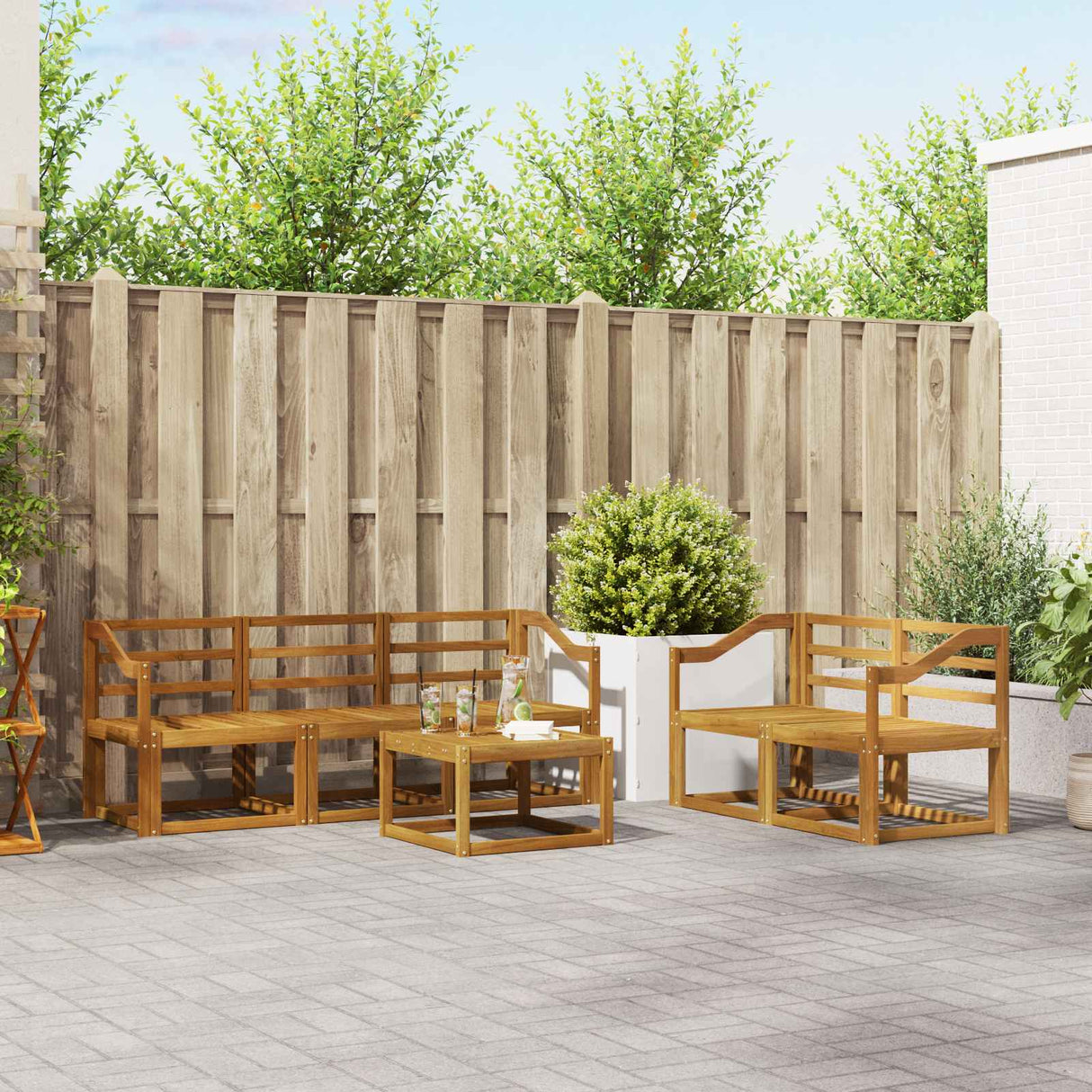 vidaXL Outdoor Sofa Set 6 pcs Natural Solid Acacia Wood
