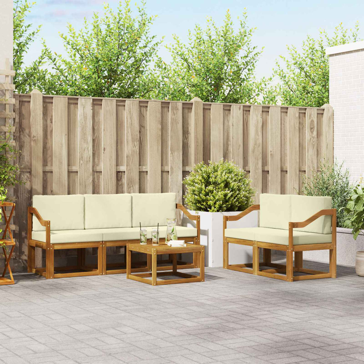 vidaXL Outdoor Sofa Set 6 pcs Natural Solid Acacia Wood