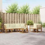 vidaXL Buiten bank set 7 pcs Naturel