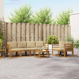 vidaXL Buiten bank set 7 pcs Naturel