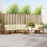 vidaXL Buiten bank set 7 pcs Naturel