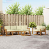 vidaXL Buiten bank set 7 pcs Naturel