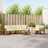 vidaXL Buiten bank set 7 pcs Naturel