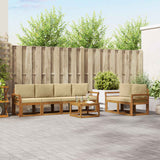 vidaXL Buiten bank set 7 pcs Naturel