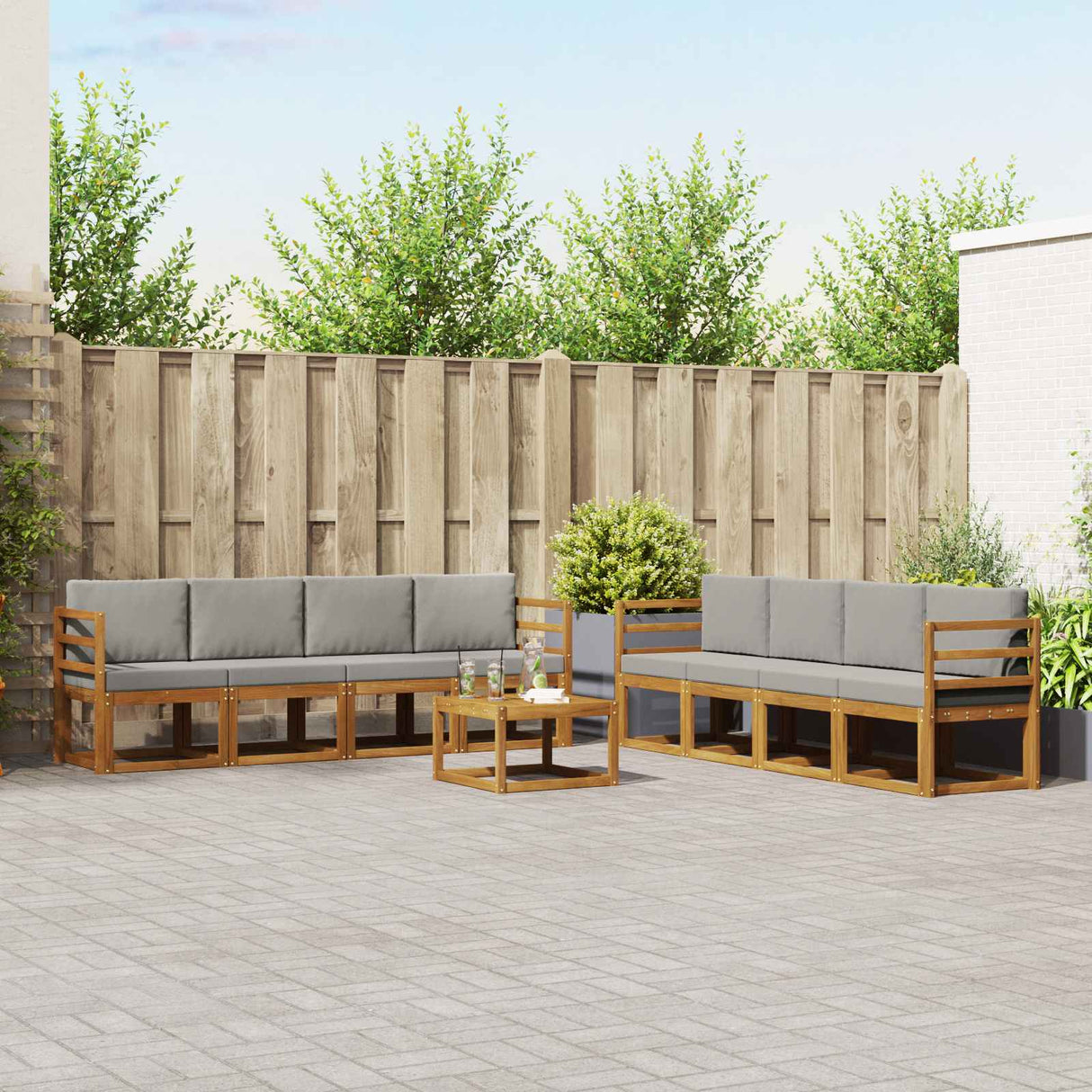vidaXL Outdoor Sofa Set 9 pcs Natural Solid Acacia Wood