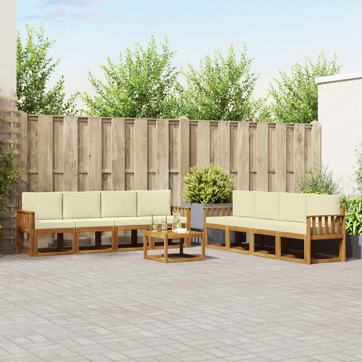 vidaXL Outdoor Sofa Set 9 pcs Natural Solid Acacia Wood