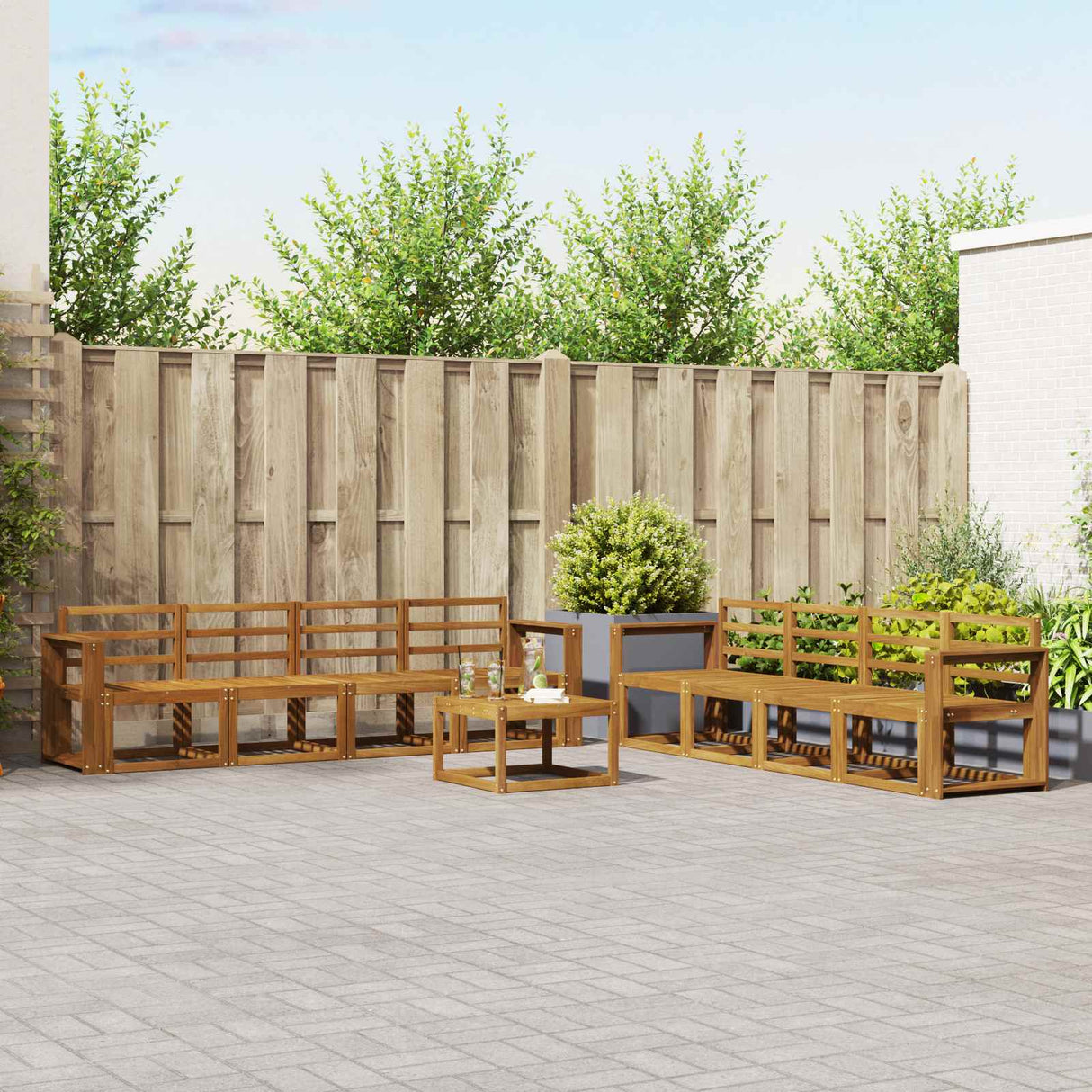 vidaXL Outdoor Sofa Set 9 pcs Natural Solid Acacia Wood